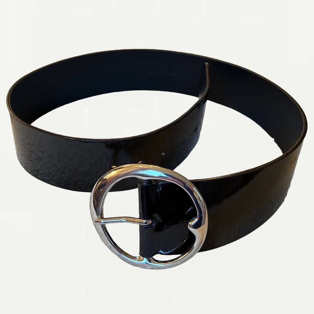 Ralph Lauren Wide Patent Leather Women's Belt - Black